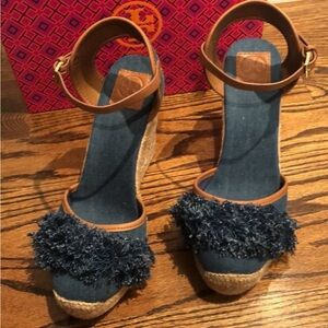 Tory Burch Demin Wedge Espadrilles